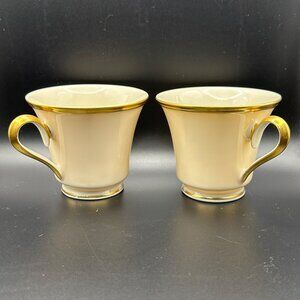 2 Eternal Dimension Collection by Lenox 3” footed cups bone with gold trim